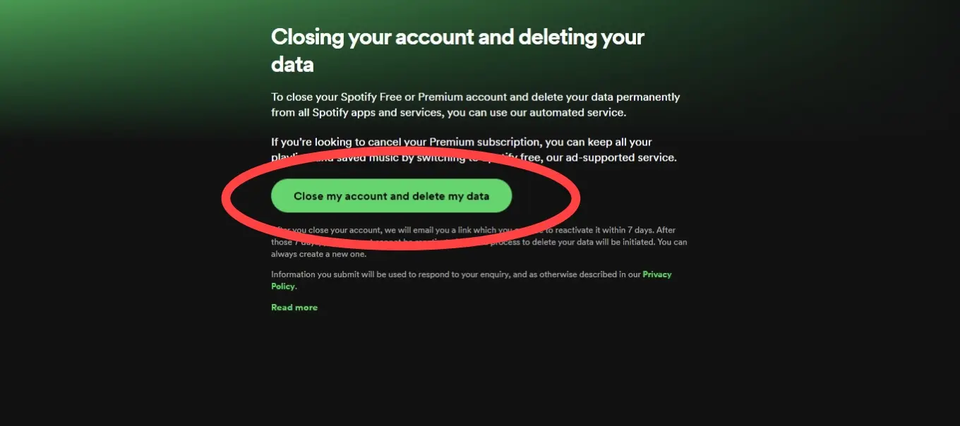 How to delete spotify account?
