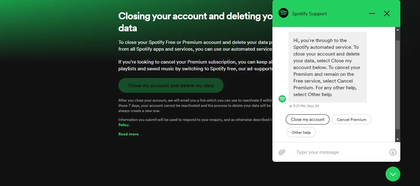 How to delete spotify account?